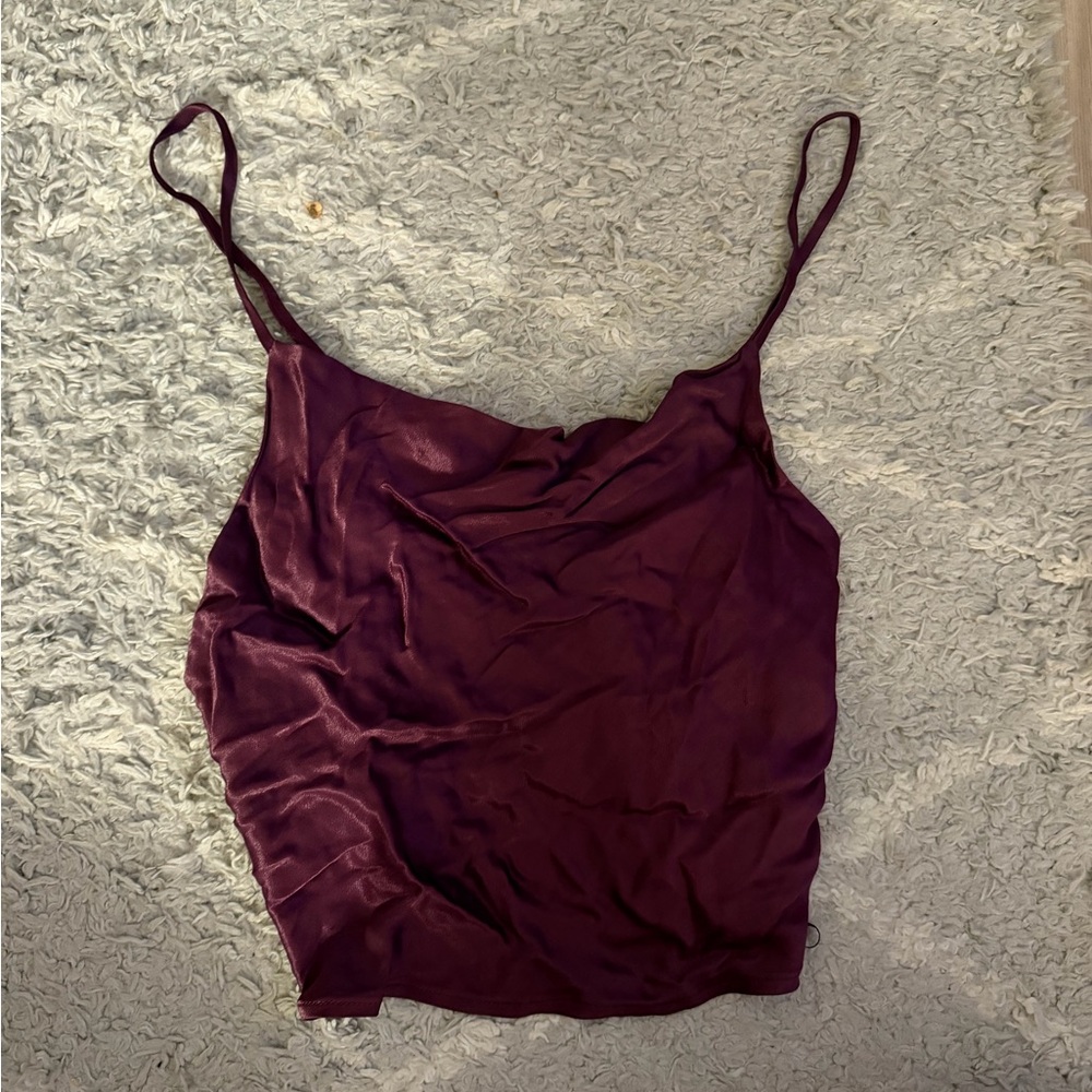 NWT Zara Satin Cowl Cami - Burgundy